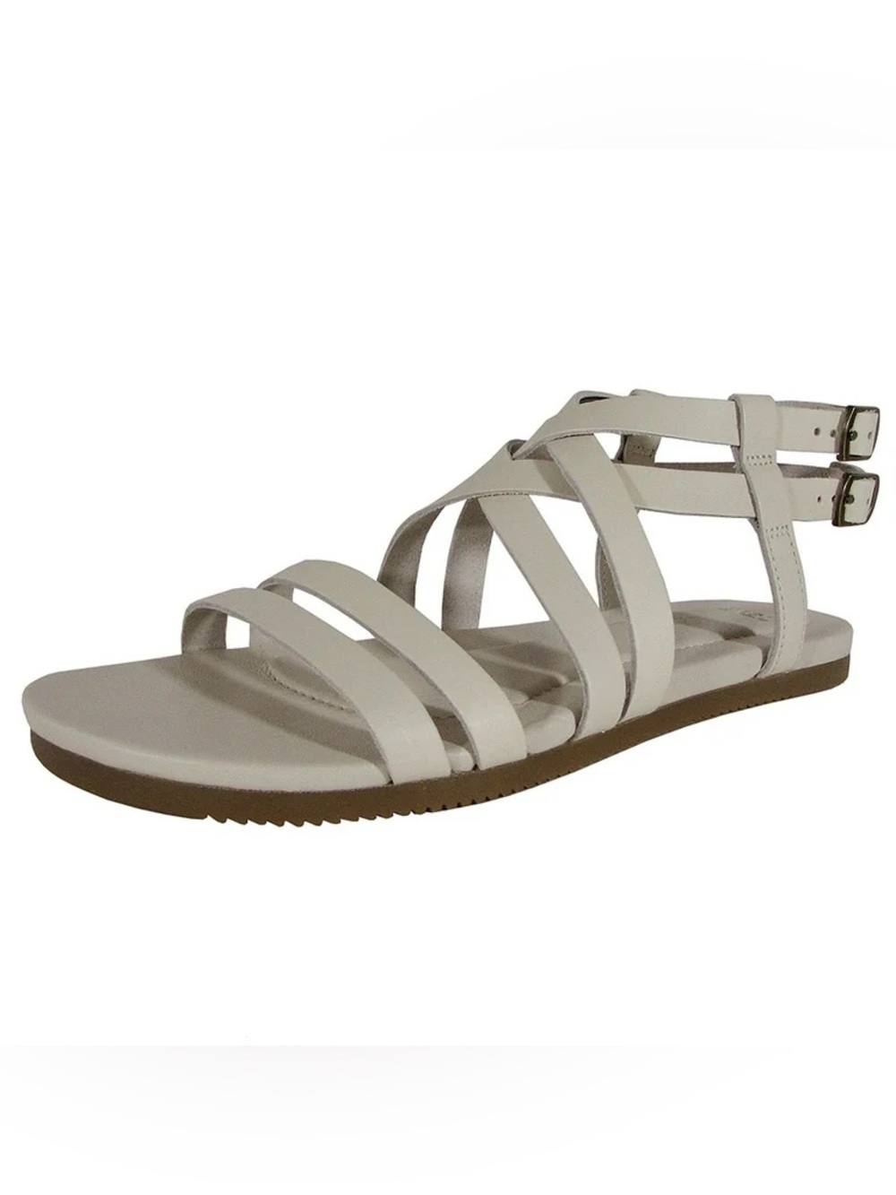 Teva Avalina Crossover Leather Flat Sandals Ivory/Cream Women’s Size 7